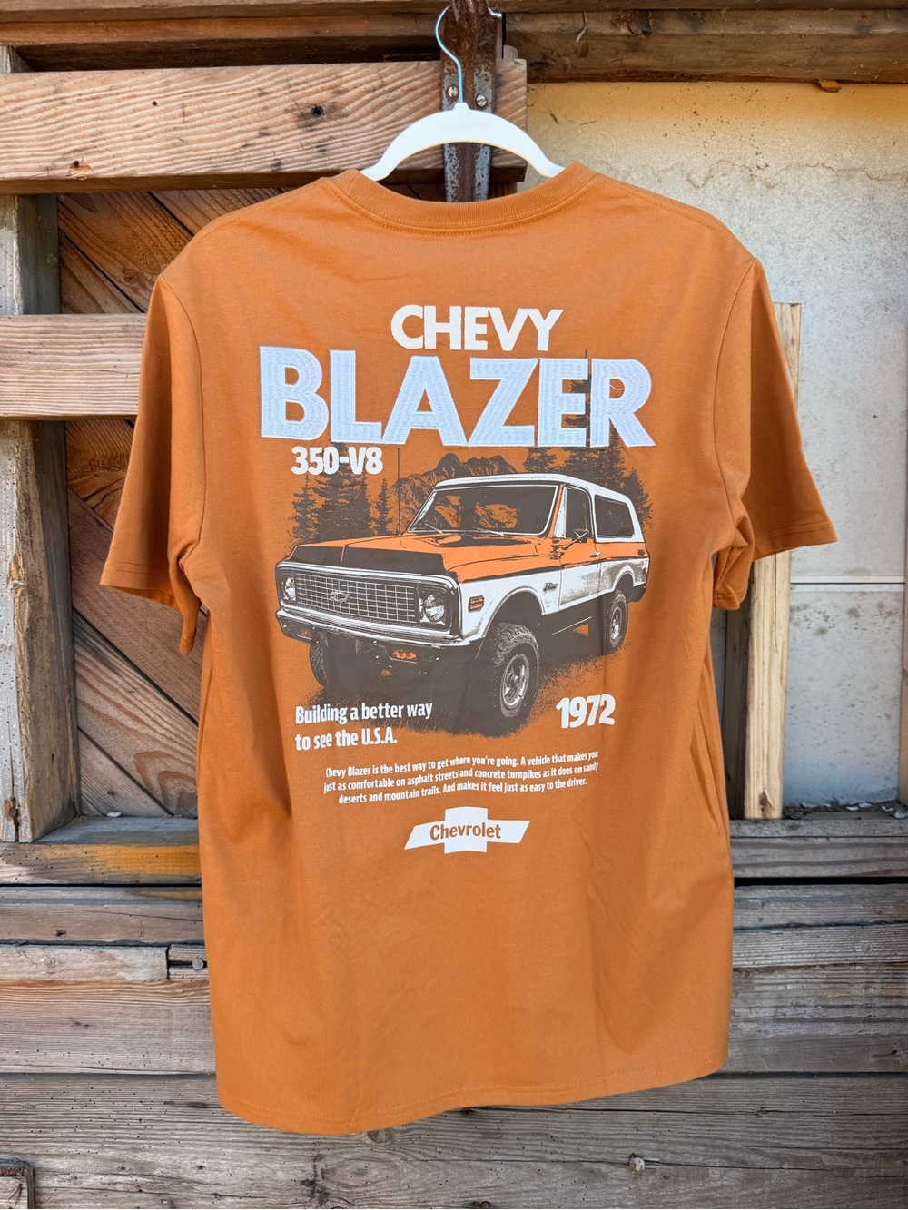 Embroidered Chevy Blazer Graphic Tee - Rust Orange - Picture 2 of 7
